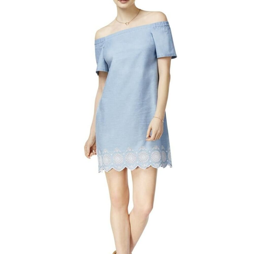 Maison Jules Light Denim flower Dress Size Medium